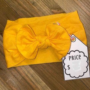 Mustard Yellow Nylon Headband with Bow